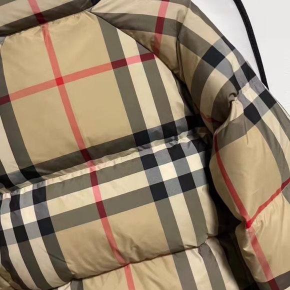 Checkered Tan Puffer Jacket - Picture 4 of 6